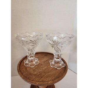 Vintage Lead Crystal  Vase/Bowls/Candy Dish Pedestal Set of 2